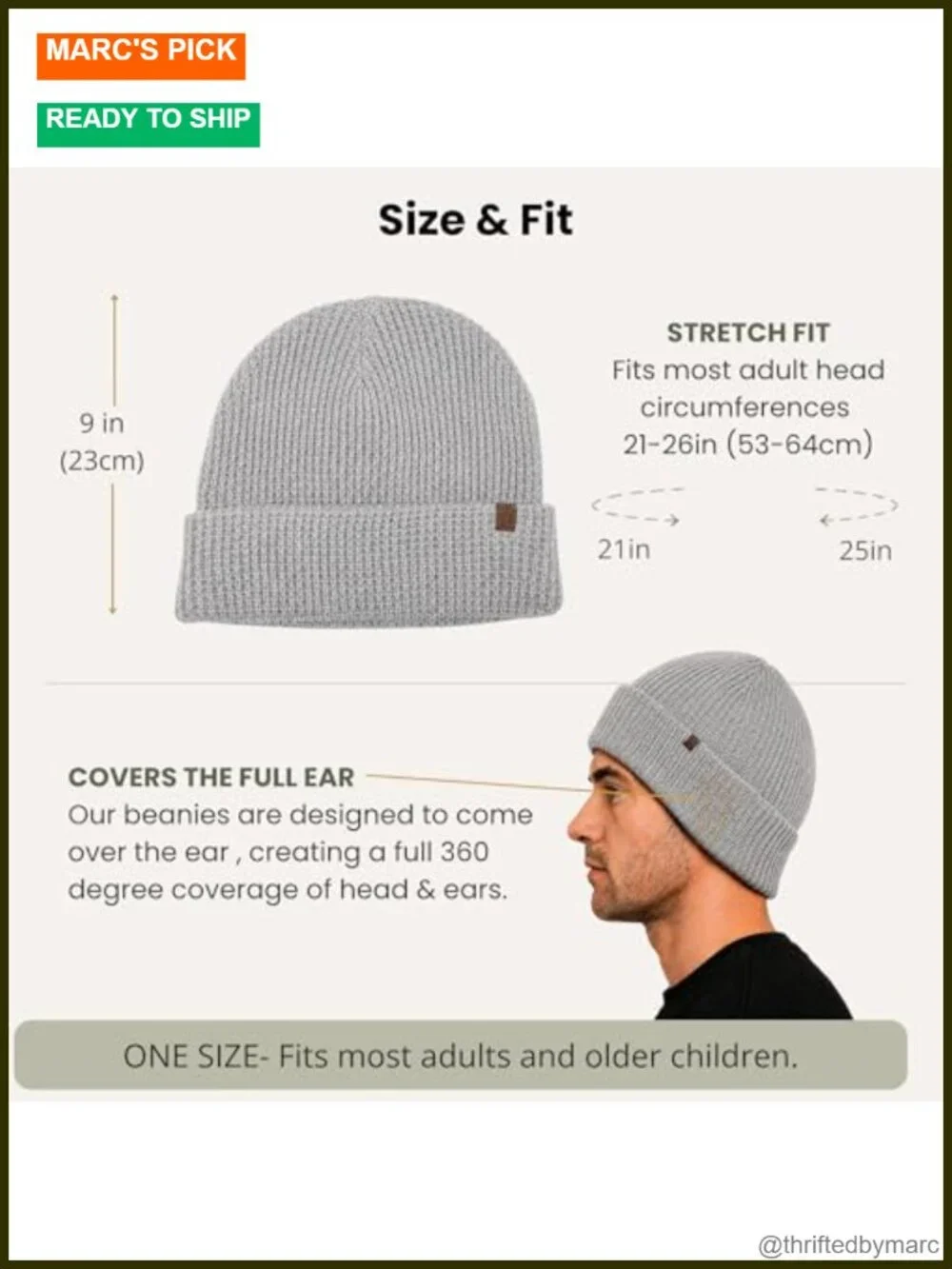 Organic Cotton EMF Beanie with EcoShield Silver Tech - Breathable Full Ear